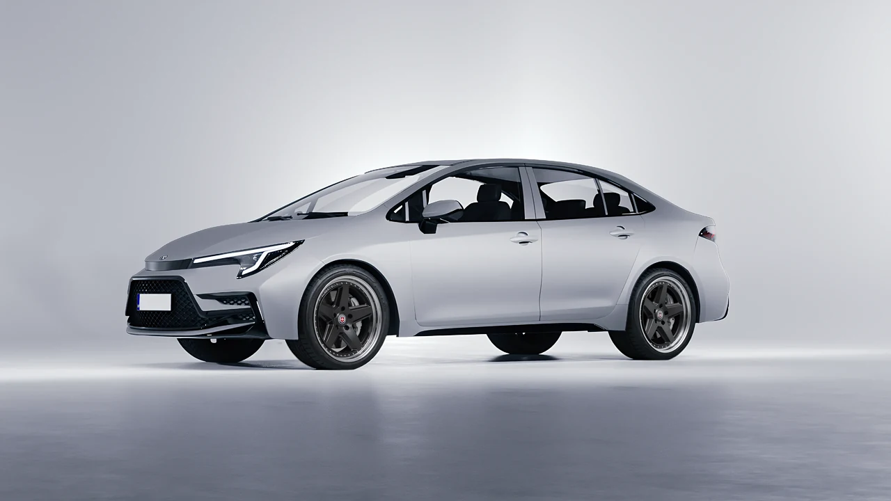 Toyota Corolla Sedan Hybrid 2023 on HRE Performance Wheels 517 forged wheels, front three-quarter view