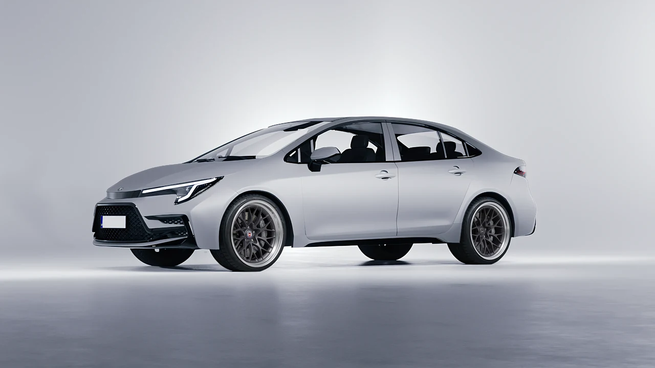 Toyota Corolla Sedan Hybrid 2023 on HRE Performance Wheels 520 forged wheels, front three-quarter view
