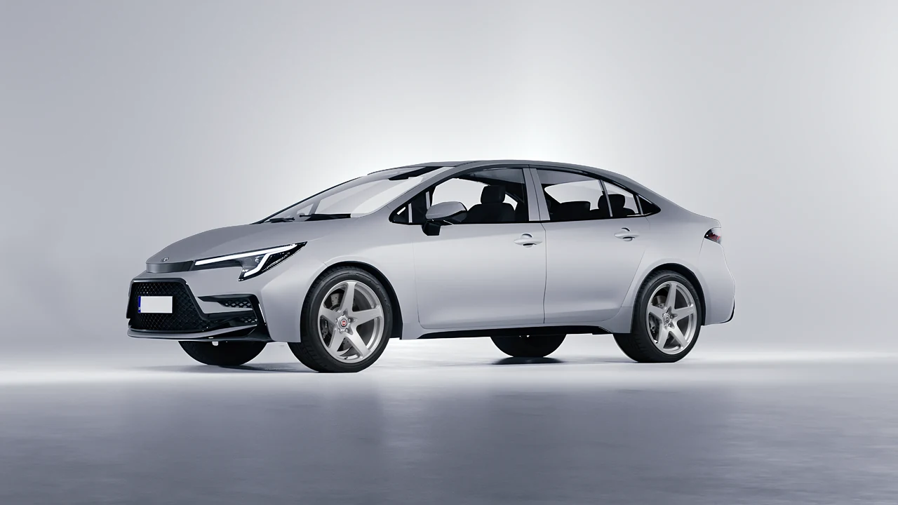 Toyota Corolla Sedan Hybrid 2023 on HRE Performance Wheels 527M forged wheels, front three-quarter view