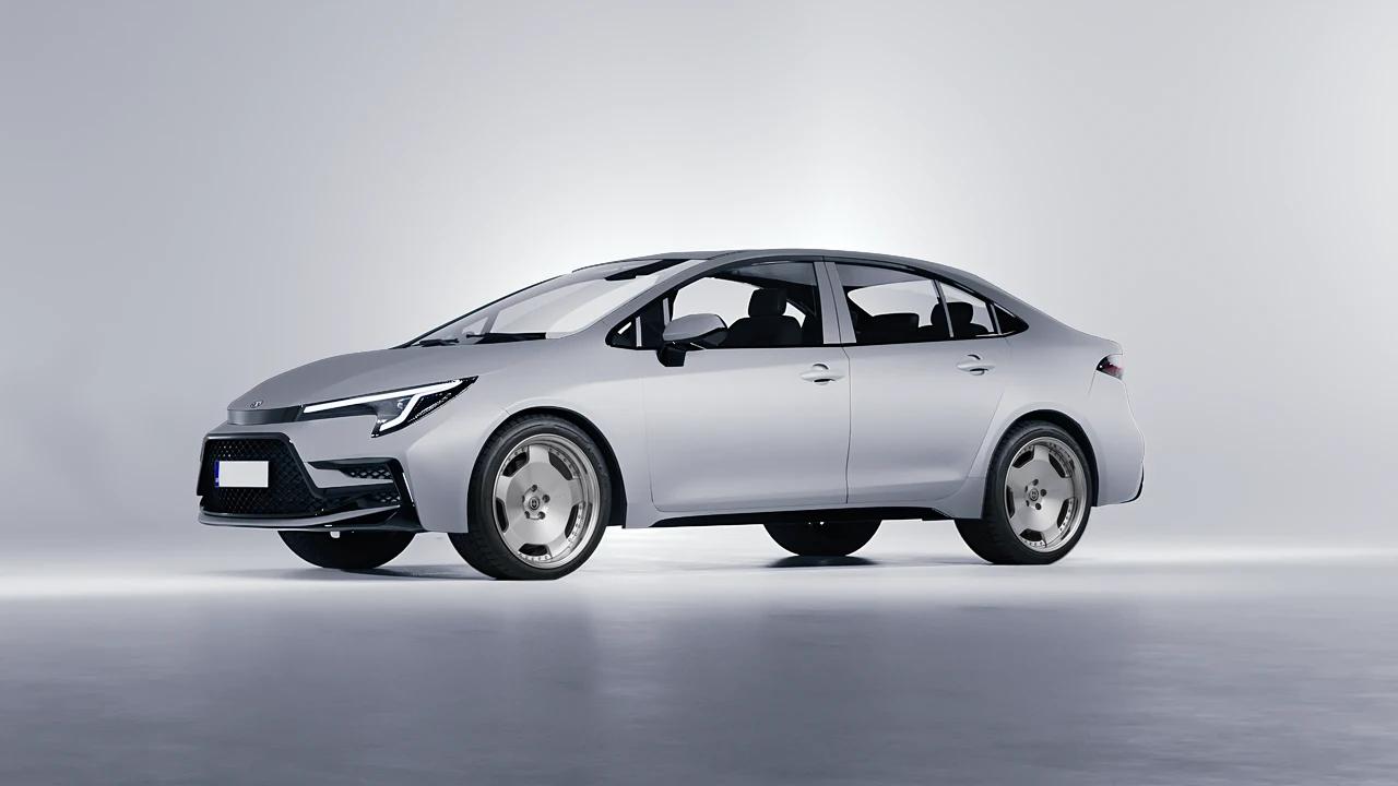 Toyota Corolla Sedan Hybrid 2023 on HRE Performance Wheels 544 forged wheels, front three-quarter view