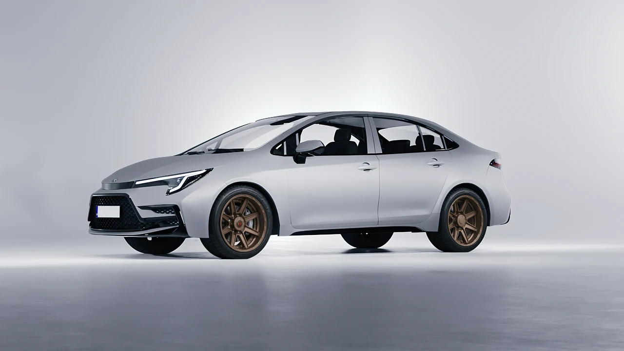 Toyota Corolla Sedan Hybrid 2023 on HRE Performance Wheels HD188 forged wheels, front three-quarter view