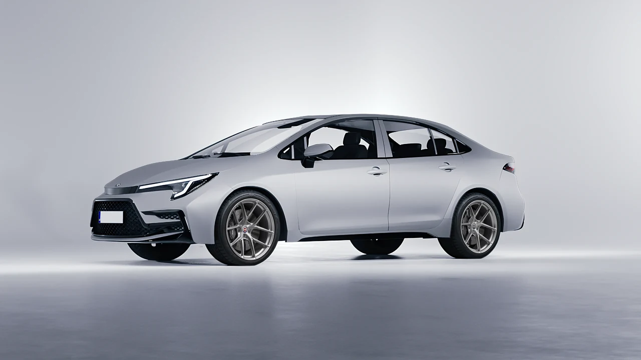 Toyota Corolla Sedan Hybrid 2023 on HRE Performance Wheels P101SC forged wheels, front three-quarter view