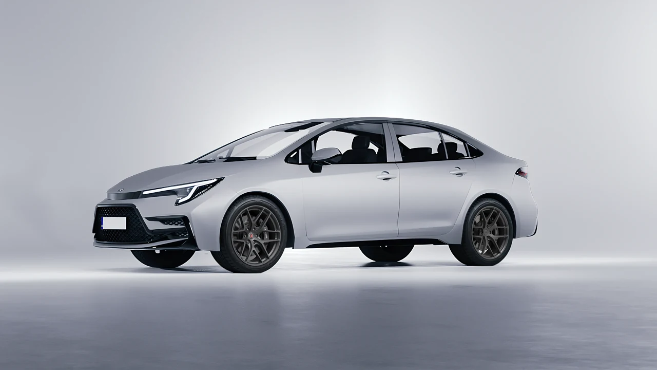 Toyota Corolla Sedan Hybrid 2023 on HRE Performance Wheels P161 forged wheels, front three-quarter view