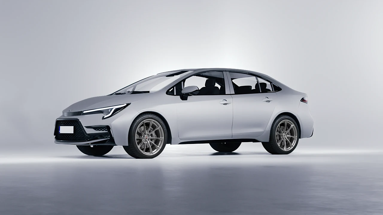 Toyota Corolla Sedan Hybrid 2023 on HRE Performance Wheels P204 forged wheels, front three-quarter view