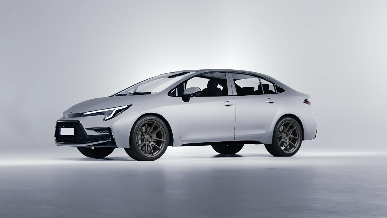 Toyota Corolla Sedan Hybrid 2023 on HRE Performance Wheels RC104 forged wheels, front three-quarter view
