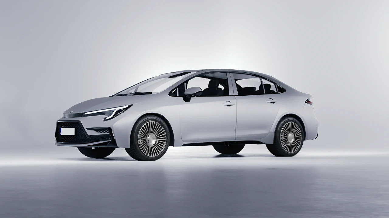 Toyota Corolla Sedan Hybrid 2023 on RDB LA 50 forged wheels, front three-quarter view