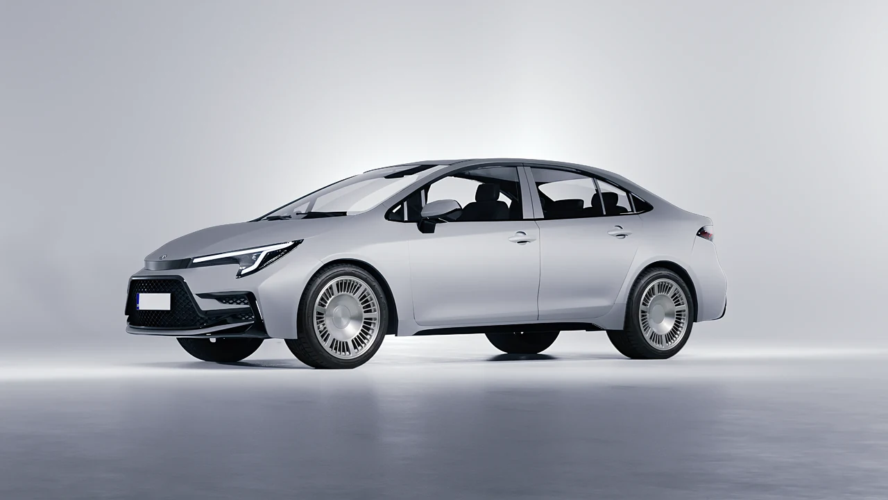 Toyota Corolla Sedan Hybrid 2023 on RDB LA Masterpiece forged wheels, front three-quarter view