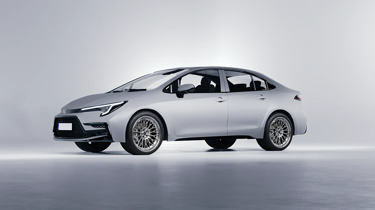 Toyota Corolla Sedan Hybrid 2023 on RDB LA Signature forged wheels, front three-quarter view