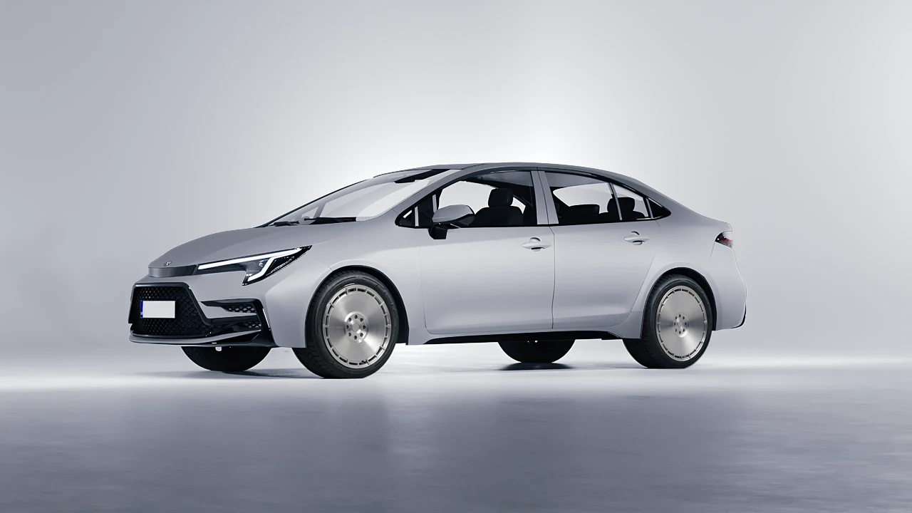 Toyota Corolla Sedan Hybrid 2023 on RDB LA Zero forged wheels, front three-quarter view