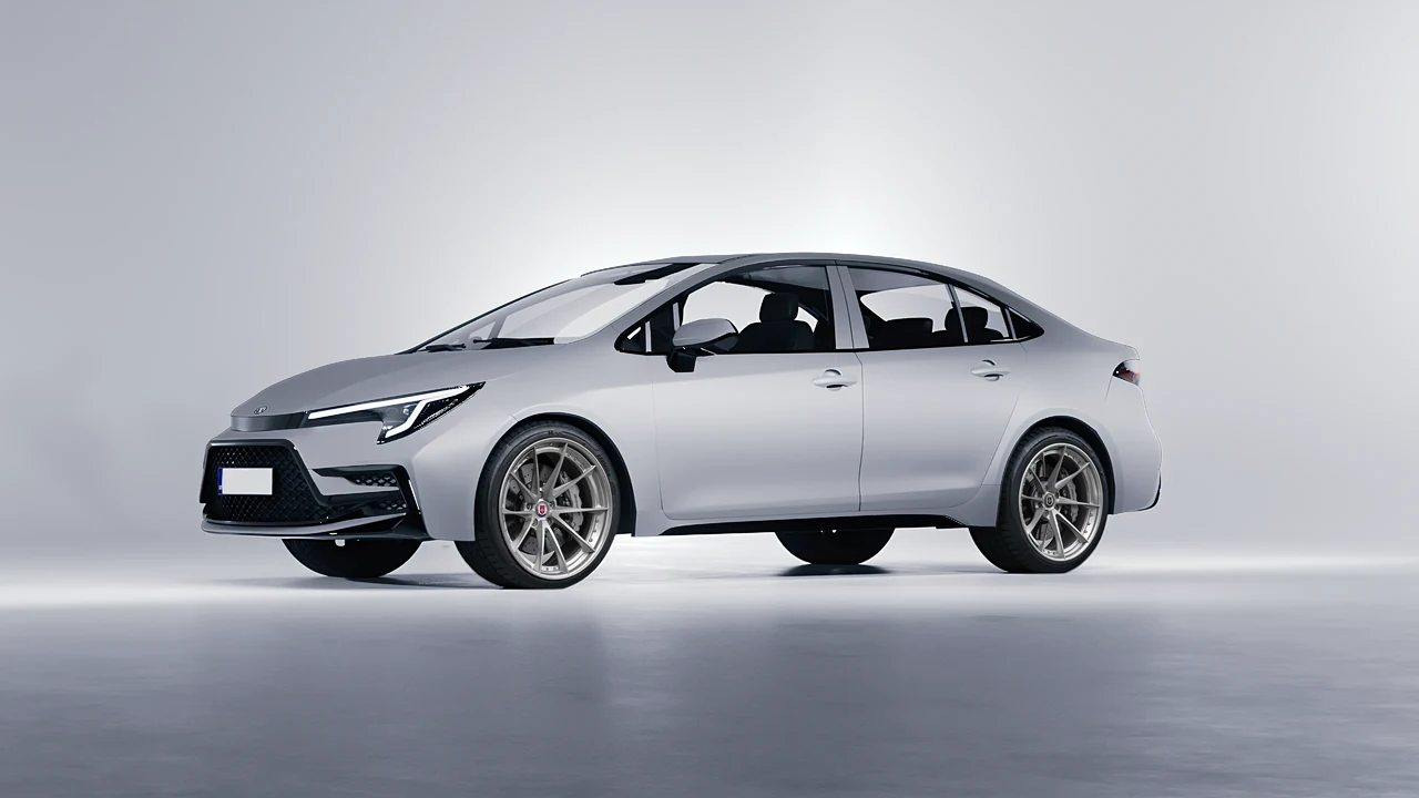 Toyota Corolla Sedan Hybrid 2023 on HRE Performance Wheels S204 forged wheels, front three-quarter view