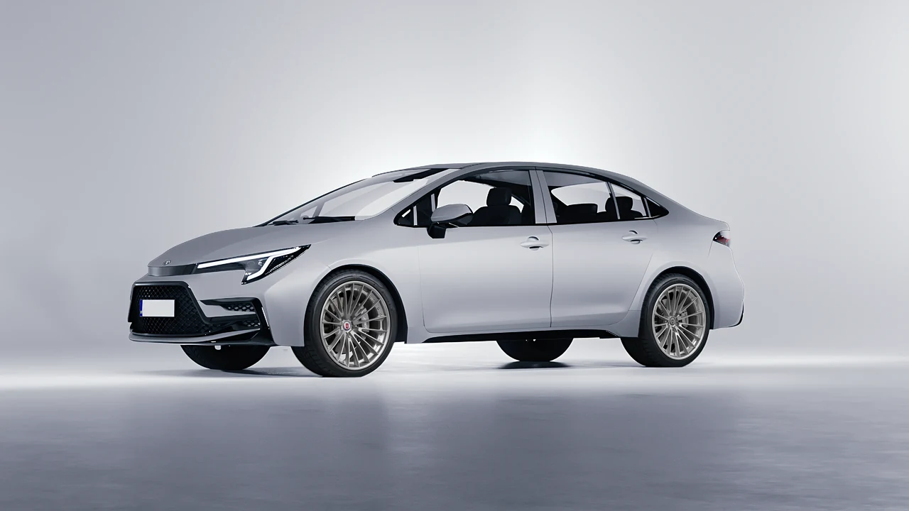 Toyota Corolla Sedan Hybrid 2023 on HRE Performance Wheels S209 forged wheels, front three-quarter view