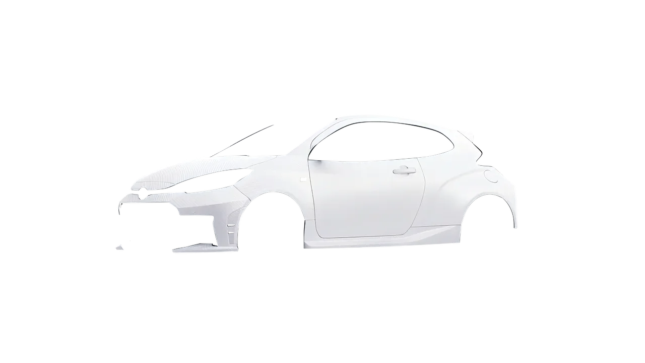 Toyota GR Yaris 2024 wrapped in Carbon Fiber White (Avery Dennison SW900-115-X), front three-quarter view