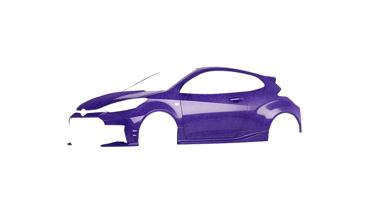 Toyota GR Yaris 2024 wrapped in Purple (Avery Dennison SW900-587-D), front three-quarter view