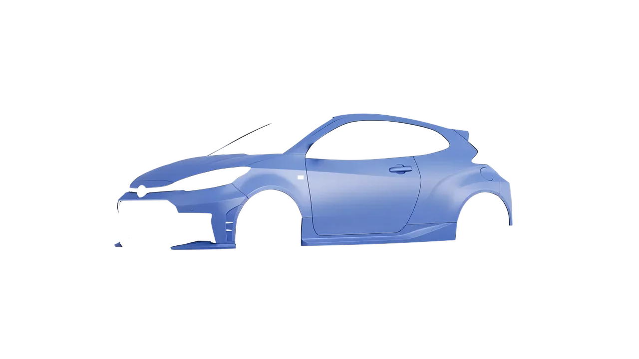Toyota GR Yaris 2024 wrapped in Dreamline Blue (Avery Dennison SW900-616-O), front three-quarter view