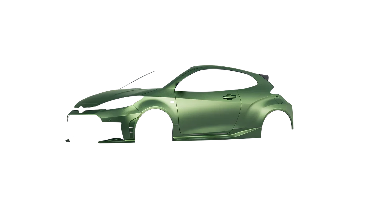 Toyota GR Yaris 2024 wrapped in Apple Green (Avery Dennison SW900-745-M), front three-quarter view