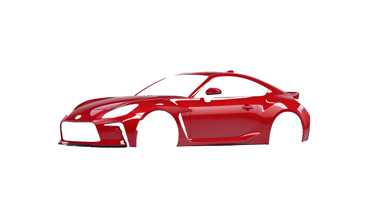 Toyota GR86 2022 wrapped in Hot Rod Red (3M G13), front three-quarter view