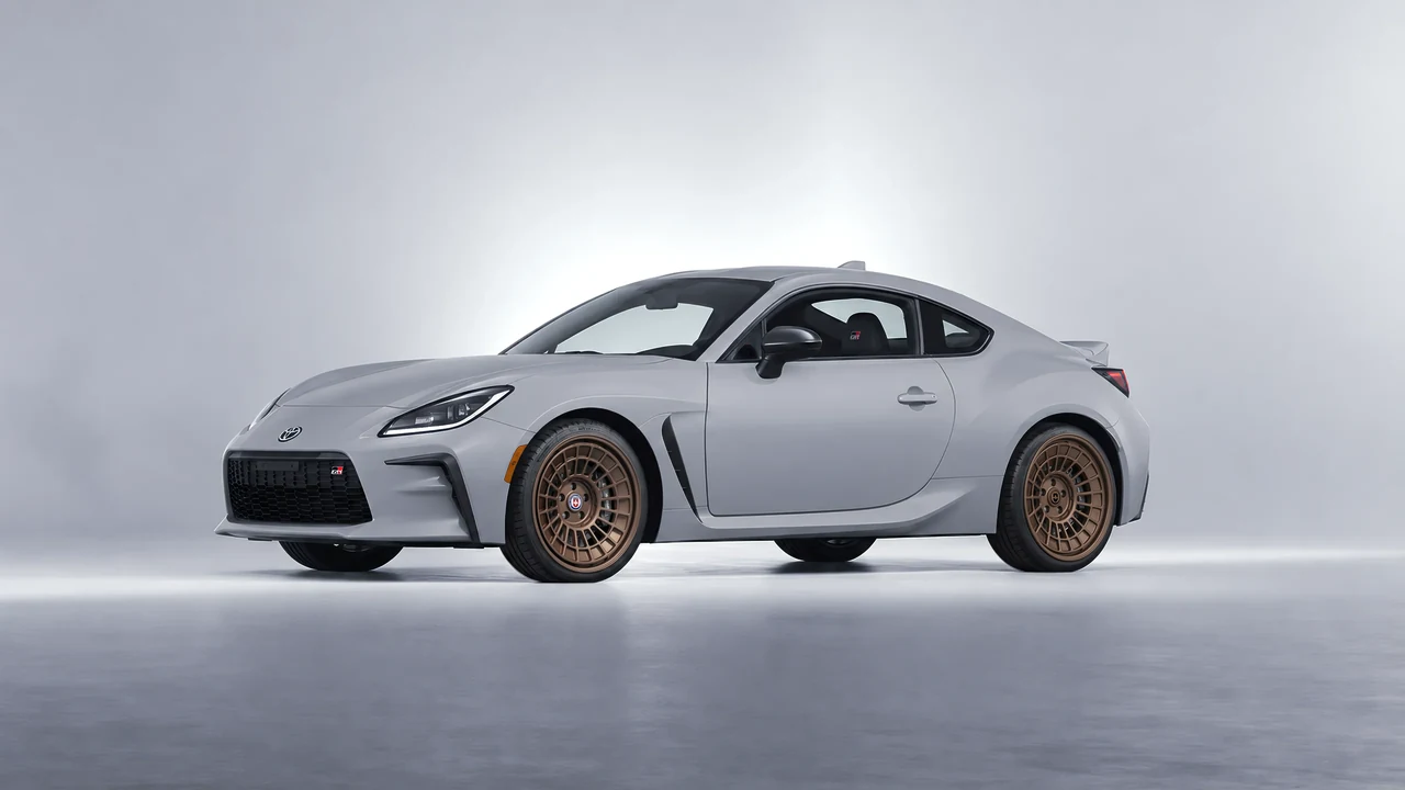 Toyota GR86 2022 on HRE Performance Wheels 515-GTM forged wheels, front three-quarter view