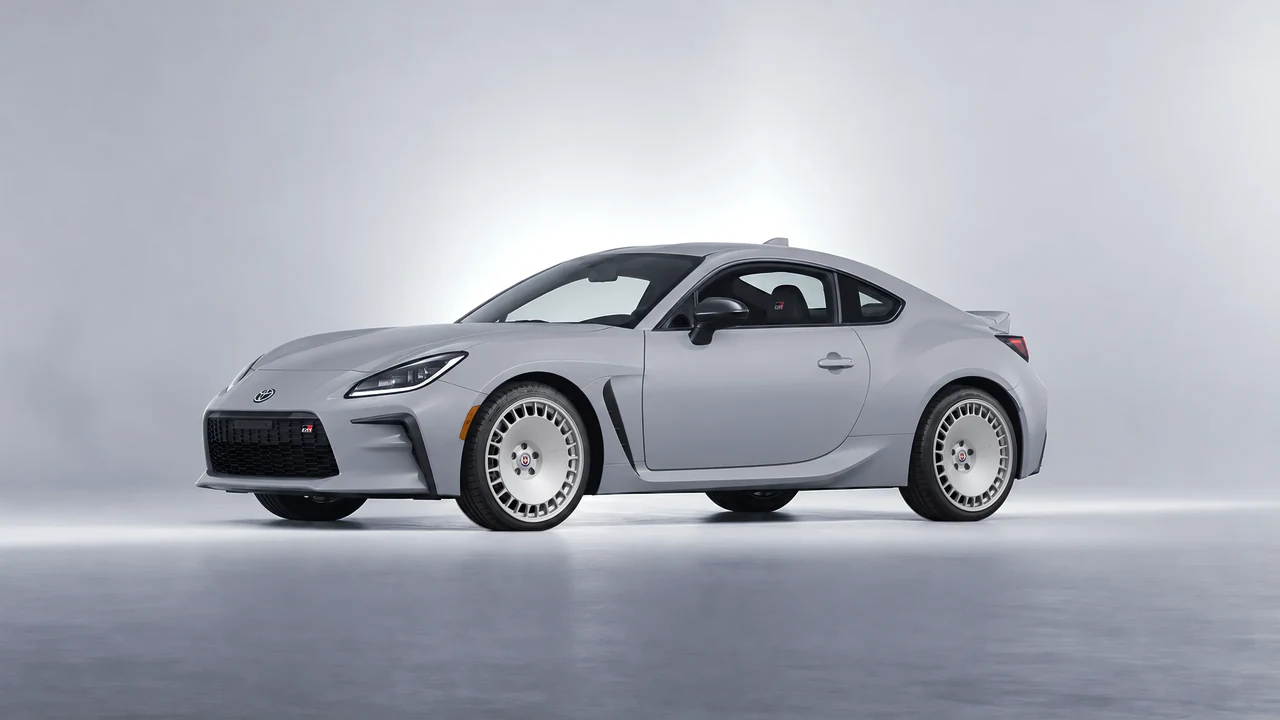 Toyota GR86 2022 on HRE Performance Wheels 935M forged wheels, front three-quarter view