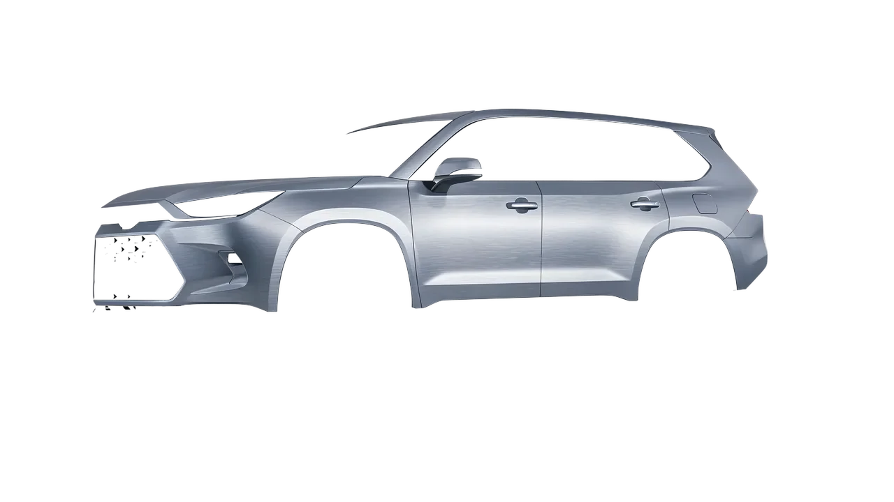 Toyota Grand Highlander 2024 wrapped in Brushed Aluminum (Avery Dennison SW900-812-X), front three-quarter view