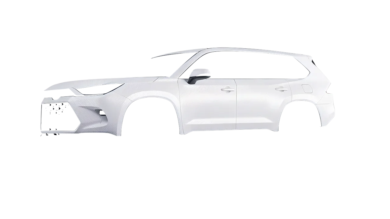Toyota Grand Highlander 2024 wrapped in Carbon Fiber White (Avery Dennison SW900-115-X), front three-quarter view
