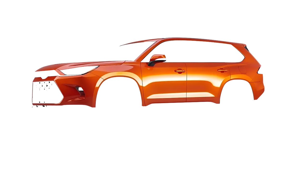 Toyota Grand Highlander 2024 wrapped in Fiery Orange (3M G364), front three-quarter view