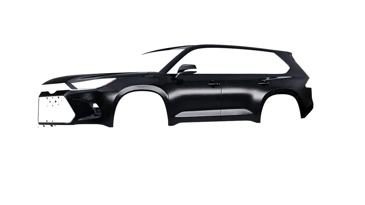 Toyota Grand Highlander 2024 wrapped in Mystery Black (Avery Dennison SW900-184-M), front three-quarter view