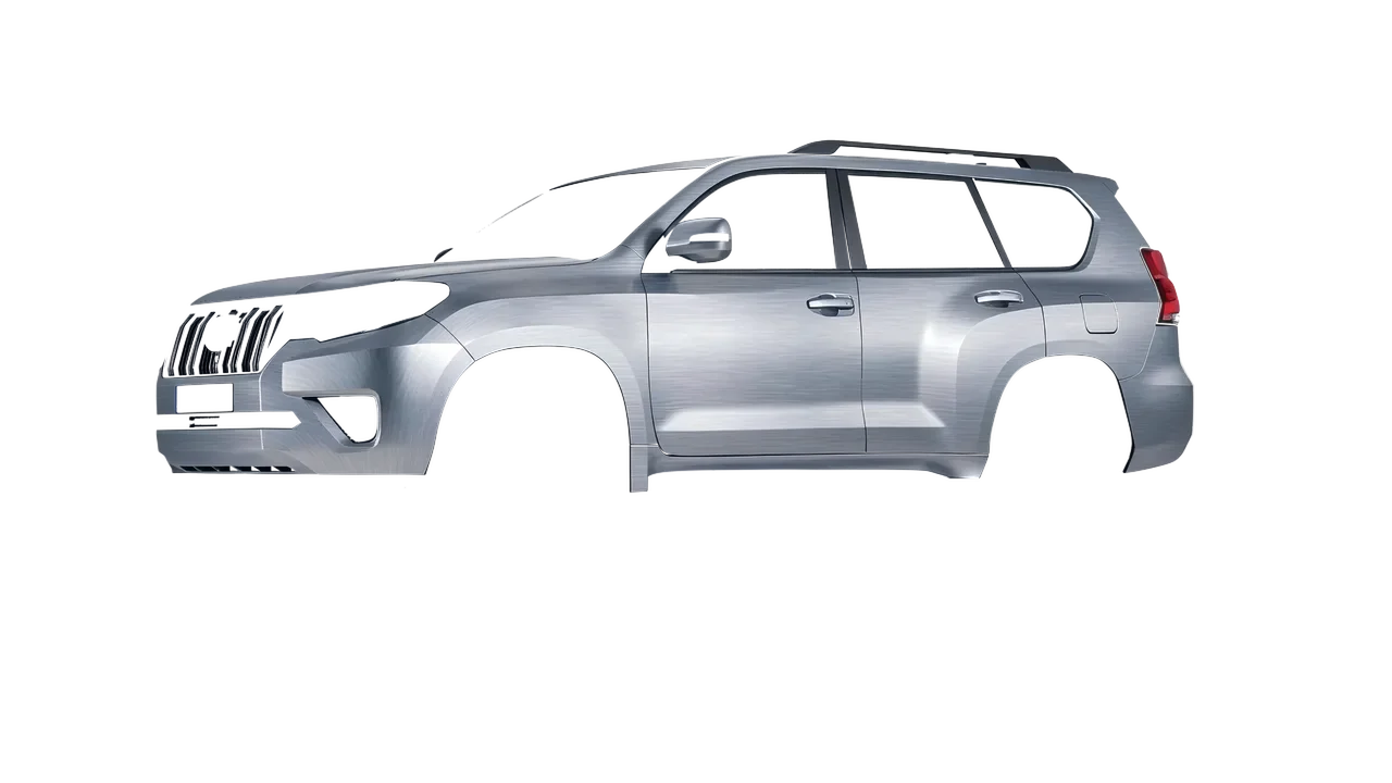 Toyota Land Cruiser 2021 wrapped in Brushed Aluminum (Avery Dennison SW900-812-X), front three-quarter view