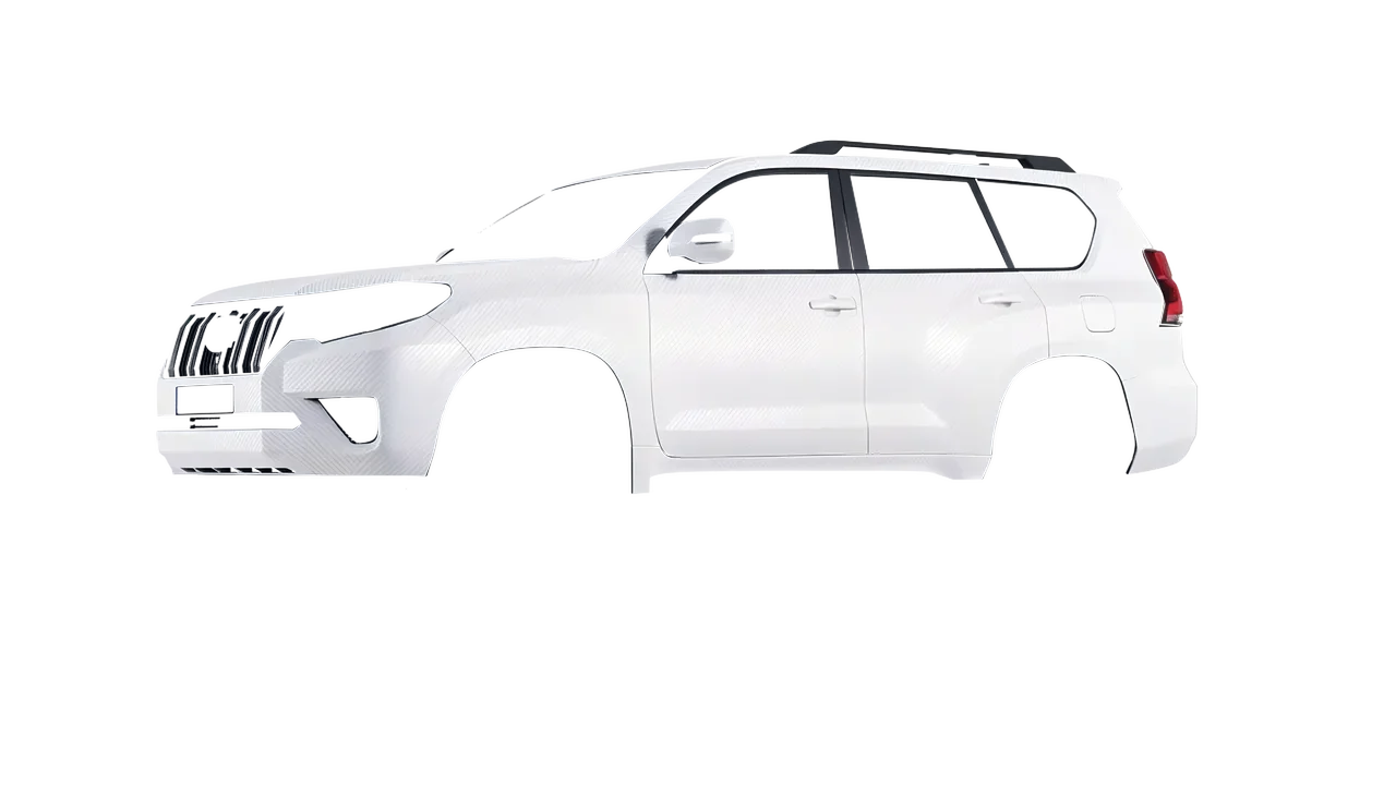Toyota Land Cruiser 2021 wrapped in Carbon Fiber White (Avery Dennison SW900-115-X), front three-quarter view