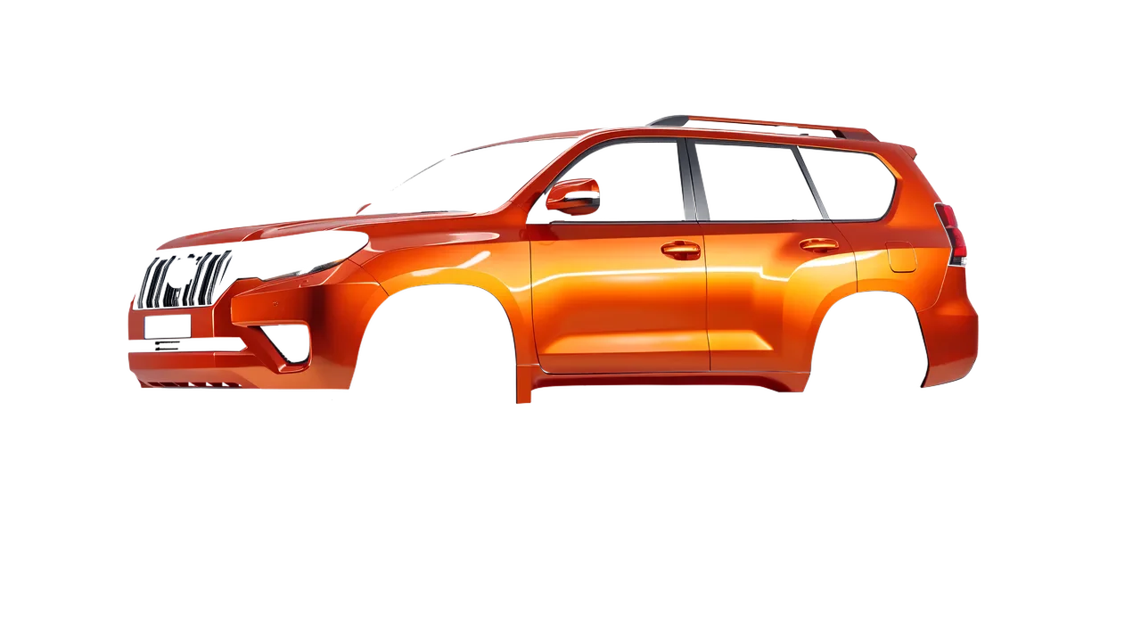 Toyota Land Cruiser 2021 wrapped in Fiery Orange (3M G364), front three-quarter view