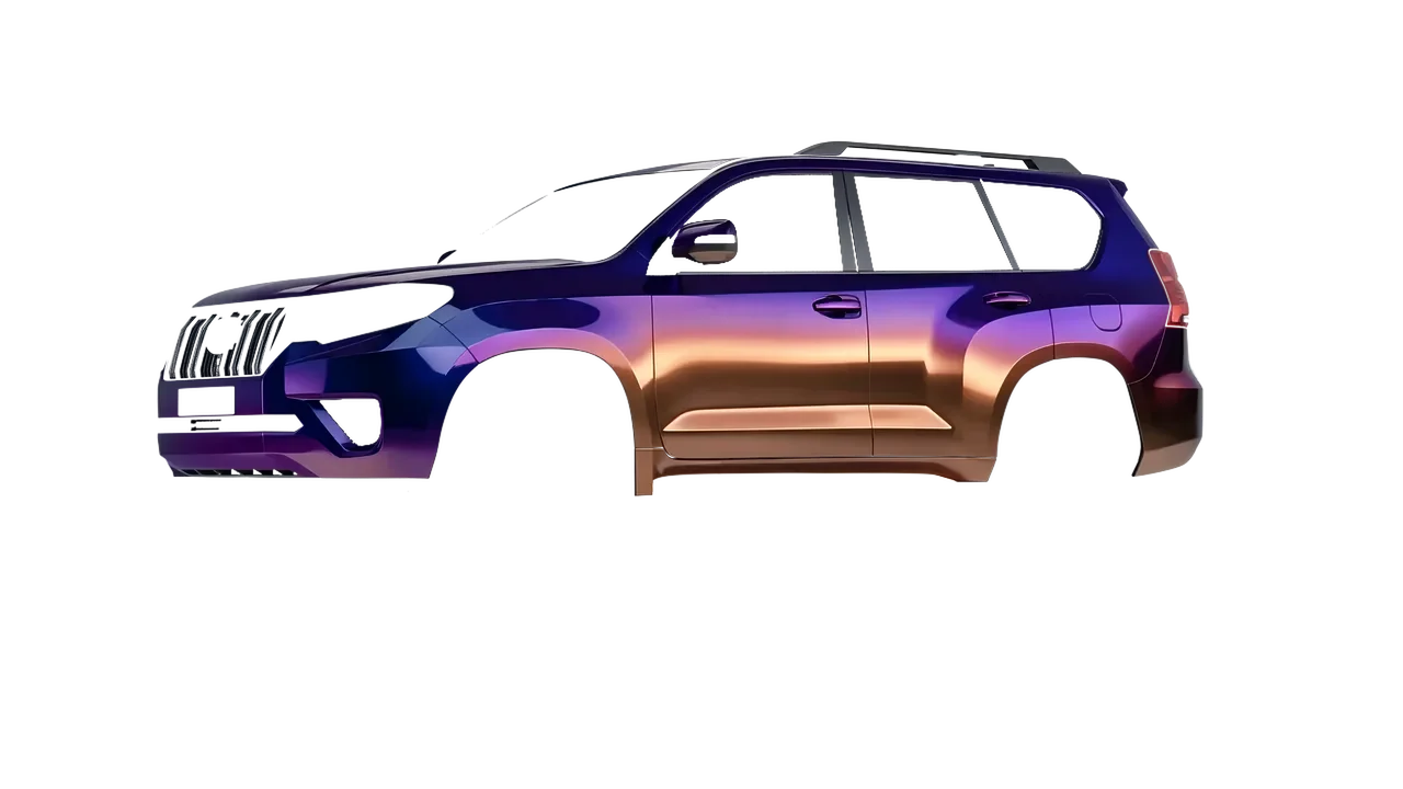 Toyota Land Cruiser 2021 wrapped in Gloss Flip Deep Space (3M GP278), front three-quarter view