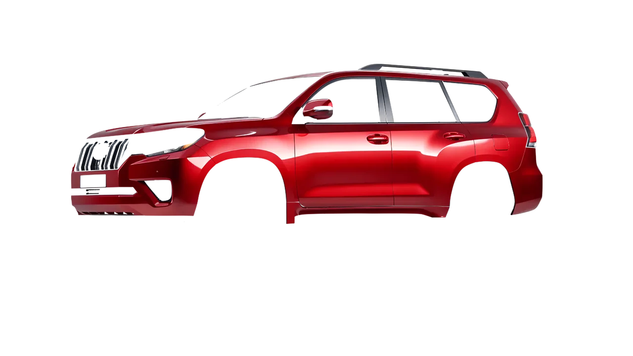 Toyota Land Cruiser 2021 wrapped in Hot Rod Red (3M G13), front three-quarter view