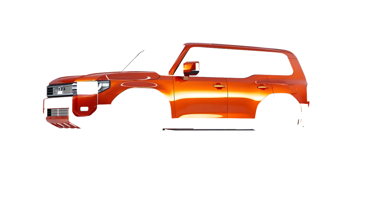 Toyota Land Cruiser 250 First Edition 2024 wrapped in Fiery Orange (3M G364), front three-quarter view