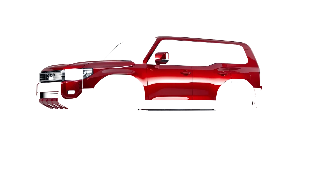 Toyota Land Cruiser 250 First Edition 2024 wrapped in Hot Rod Red (3M G13), front three-quarter view