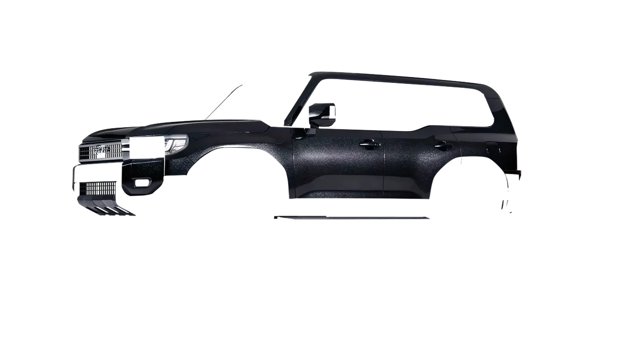 Toyota Land Cruiser 250 First Edition 2024 wrapped in Mystery Black (Avery Dennison SW900-184-M), front three-quarter view