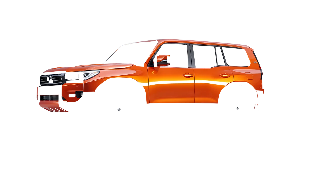 Toyota Land Cruiser 250 Prado 2024 wrapped in Fiery Orange (3M G364), front three-quarter view