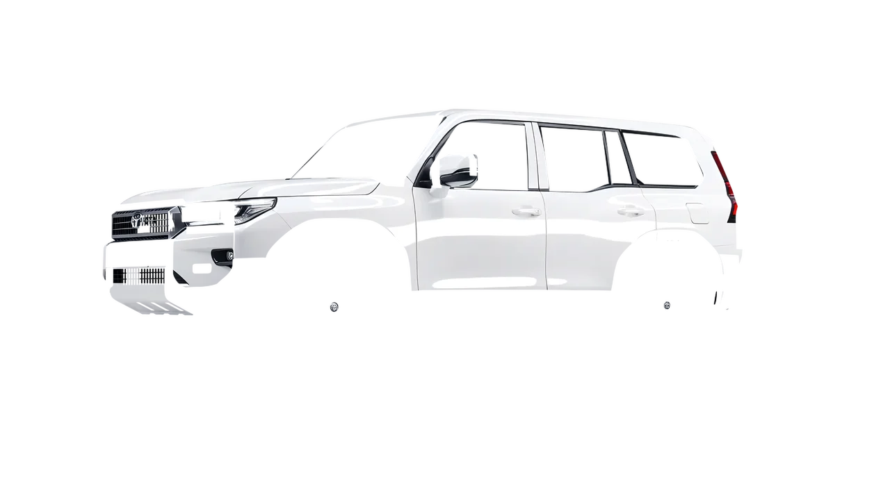 Toyota Land Cruiser 250 Prado 2024 wrapped in Gloss White (3M G10), front three-quarter view
