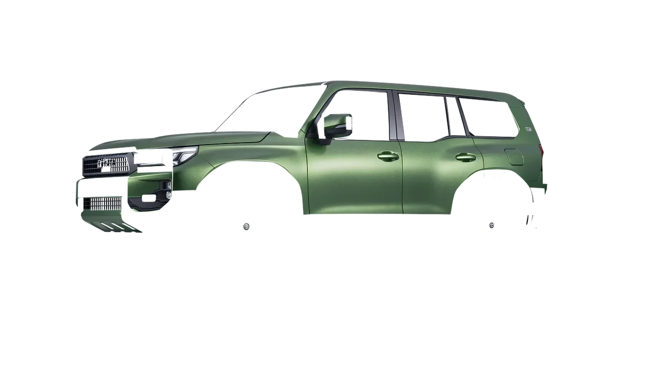 Toyota Land Cruiser 250 Prado 2024 wrapped in Apple Green (Avery Dennison SW900-745-M), front three-quarter view