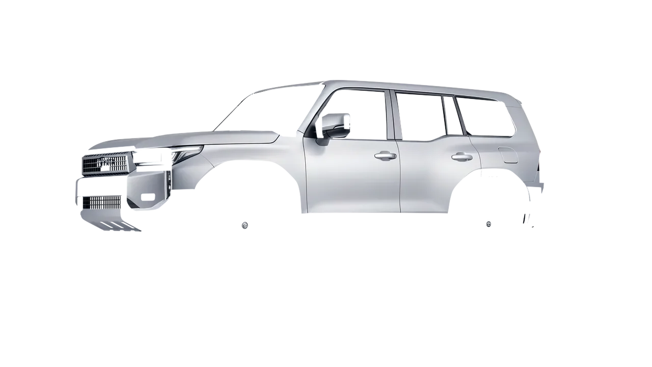 Toyota Land Cruiser 250 Prado 2024 wrapped in Matte Silver (3M M21), front three-quarter view