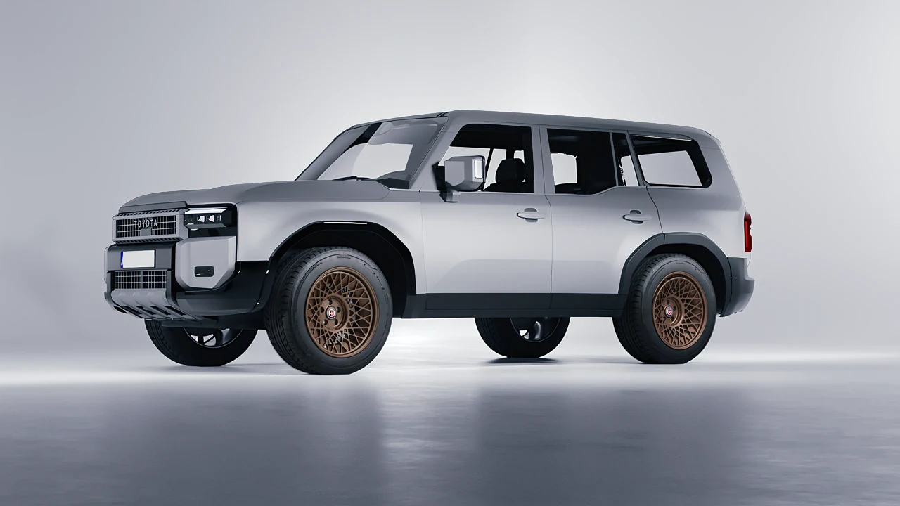 Toyota Land Cruiser 250 Prado 2024 on HRE Performance Wheels 501-GTM forged wheels, front three-quarter view