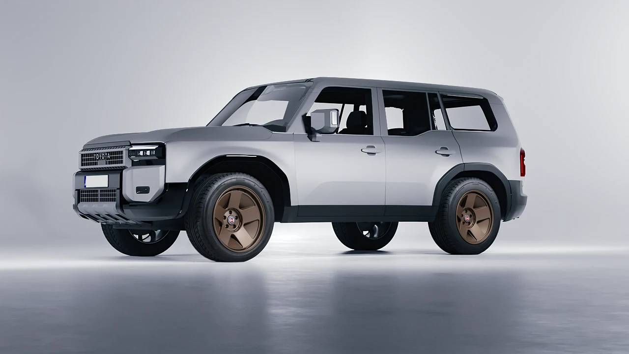 Toyota Land Cruiser 250 Prado 2024 on HRE Performance Wheels 555-GTM forged wheels, front three-quarter view