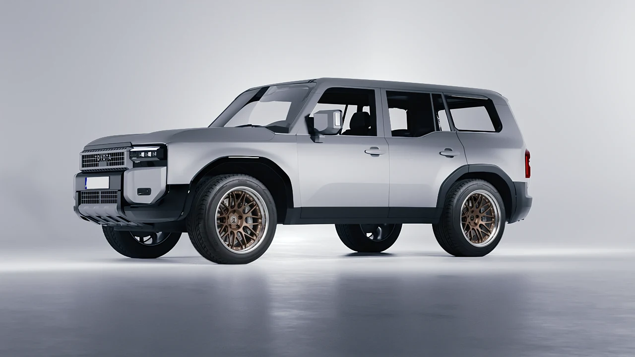 Toyota Land Cruiser 250 Prado 2024 on HRE Performance Wheels C100 forged wheels, front three-quarter view