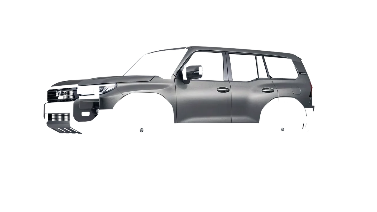 Toyota Land Cruiser 250 Prado 2024 wrapped in Black Rock Grey (Avery Dennison SW900-823-M), front three-quarter view