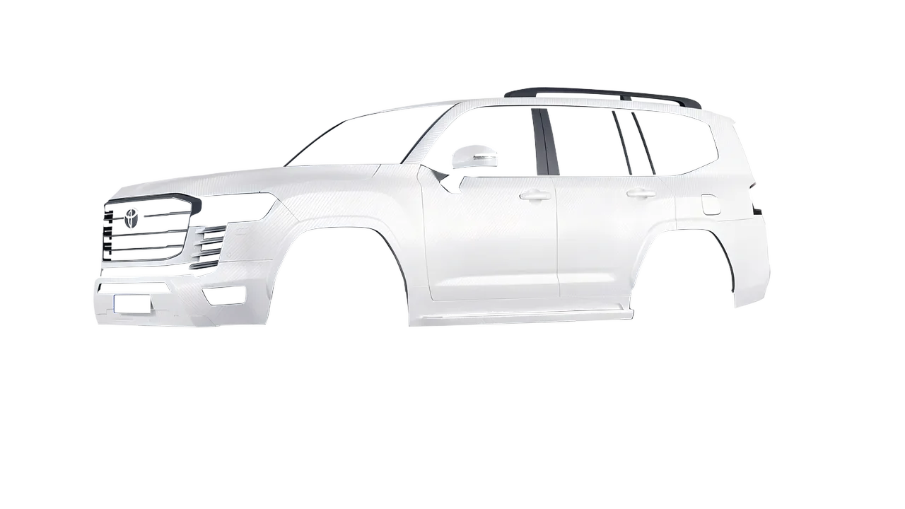 Toyota Land Cruiser 300 2022 wrapped in Carbon Fiber White (Avery Dennison SW900-115-X), front three-quarter view