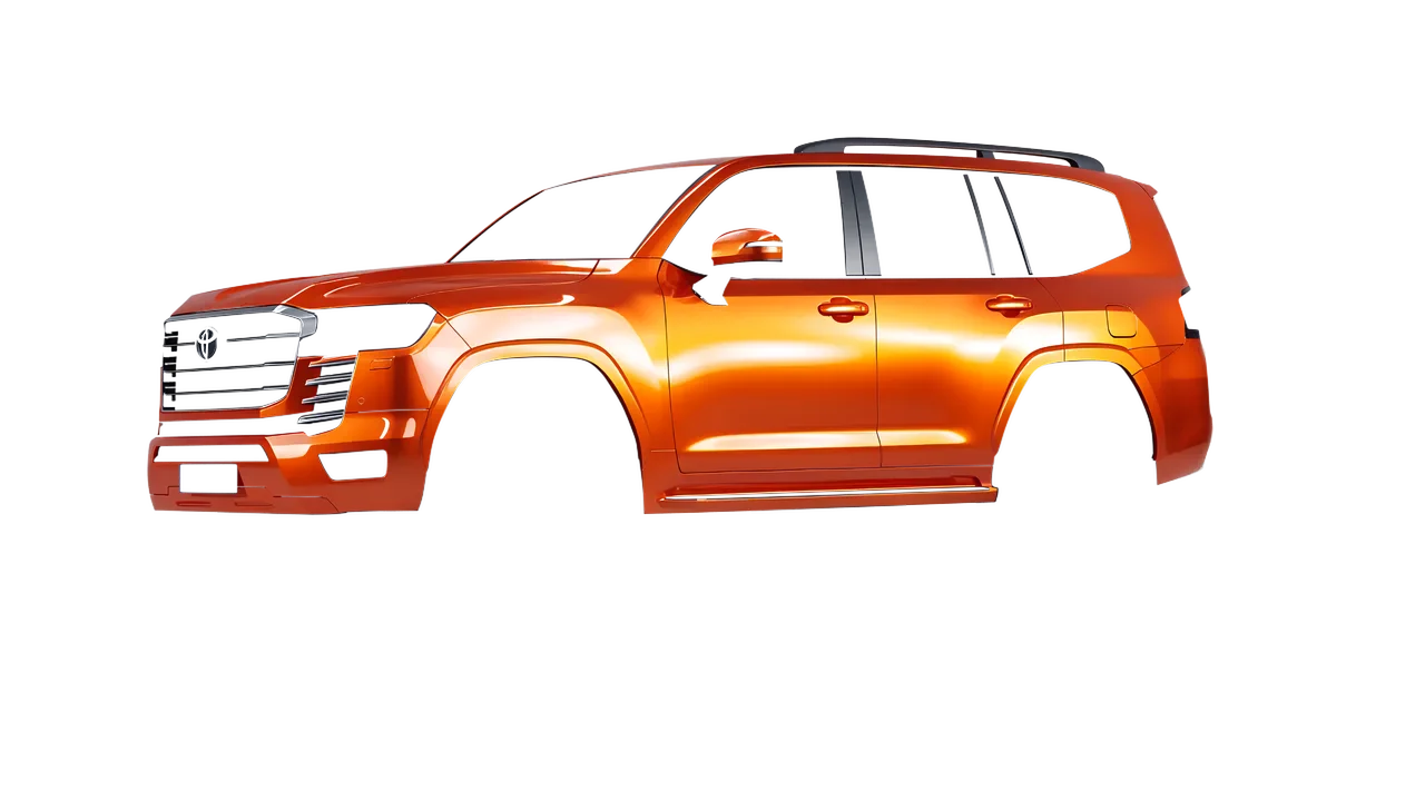 Toyota Land Cruiser 300 2022 wrapped in Fiery Orange (3M G364), front three-quarter view