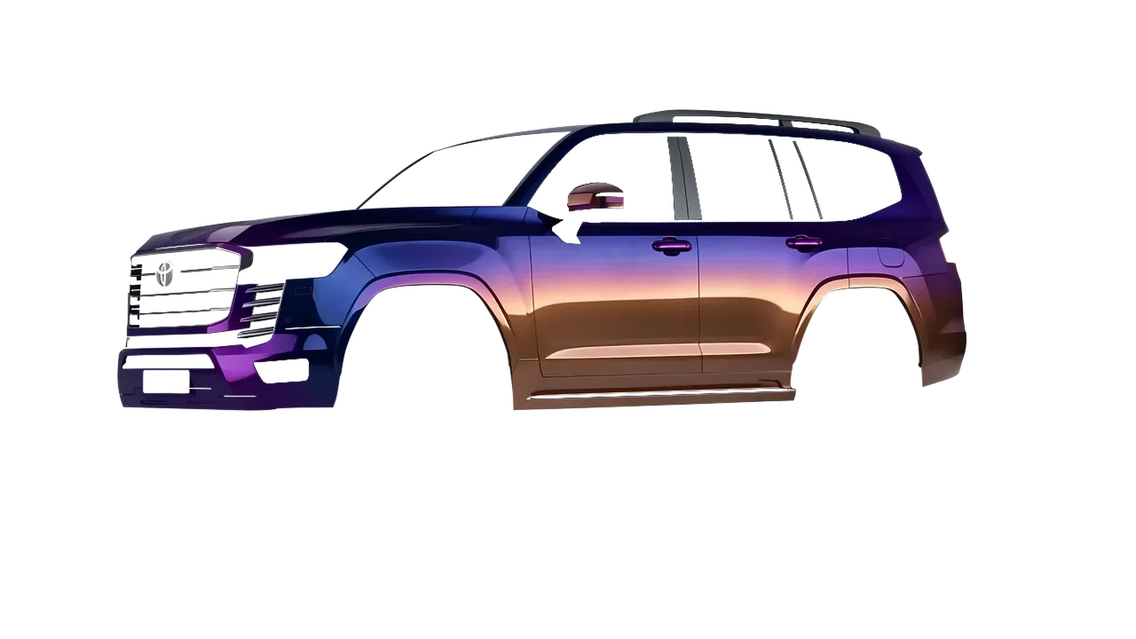 Toyota Land Cruiser 300 2022 wrapped in Gloss Flip Deep Space (3M GP278), front three-quarter view