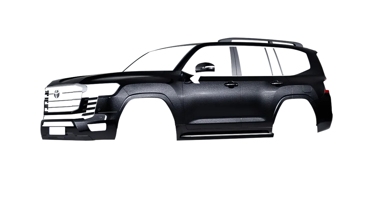 Toyota Land Cruiser 300 2022 wrapped in Mystery Black (Avery Dennison SW900-184-M), front three-quarter view