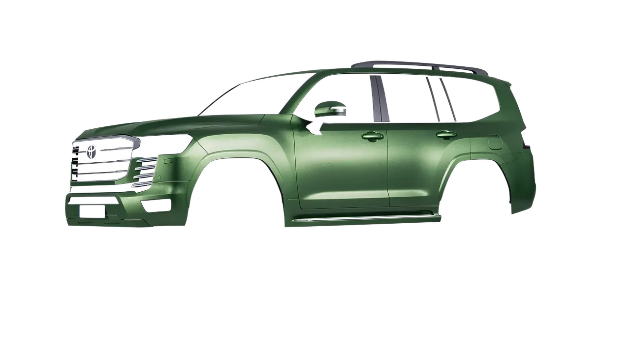 Toyota Land Cruiser 300 2022 wrapped in Apple Green (Avery Dennison SW900-745-M), front three-quarter view