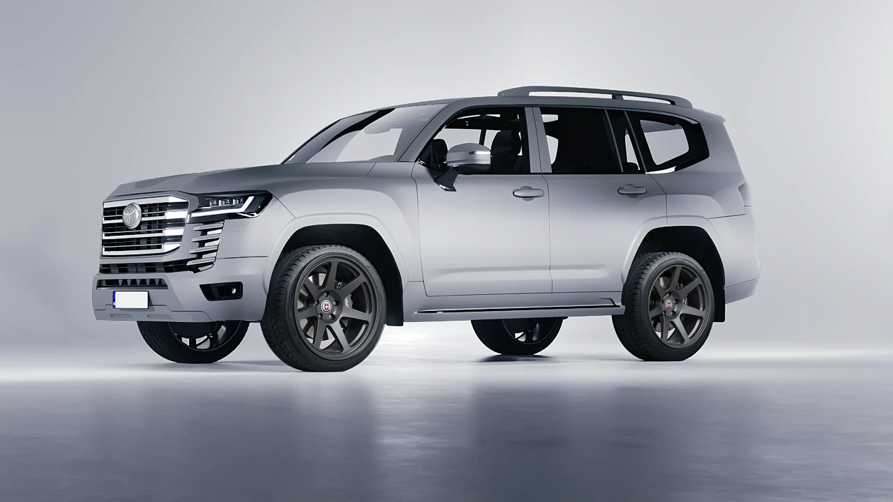 Toyota Land Cruiser 300 2022 on HRE Performance Wheels 307-GT forged wheels, front three-quarter view