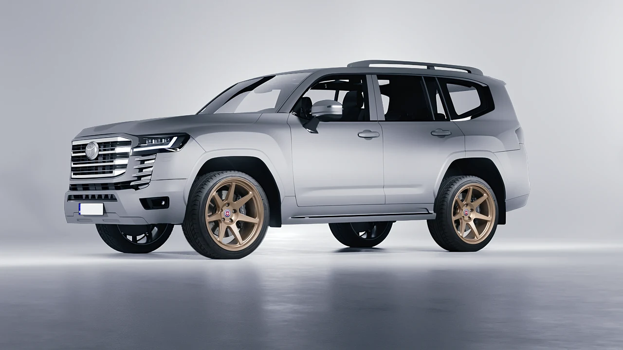 Toyota Land Cruiser 300 2022 on HRE Performance Wheels 307-GTS forged wheels, front three-quarter view
