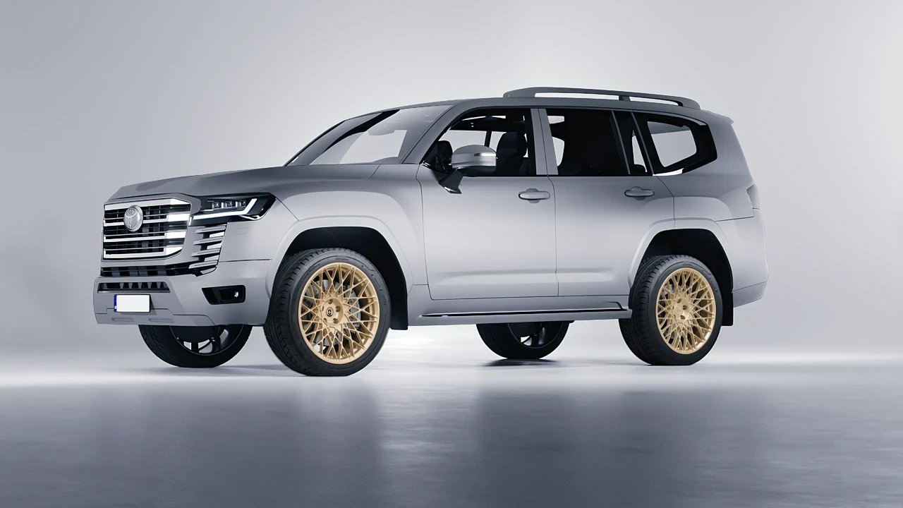 Toyota Land Cruiser 300 2022 on HRE Performance Wheels 501M forged wheels, front three-quarter view